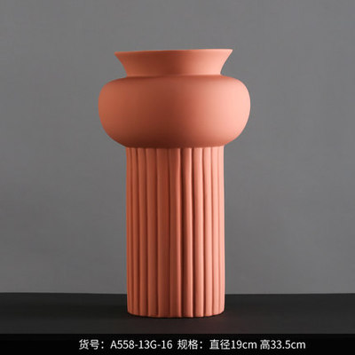 莫兰迪色陶瓷花瓶 客厅干花插花器样板房装饰品摆件