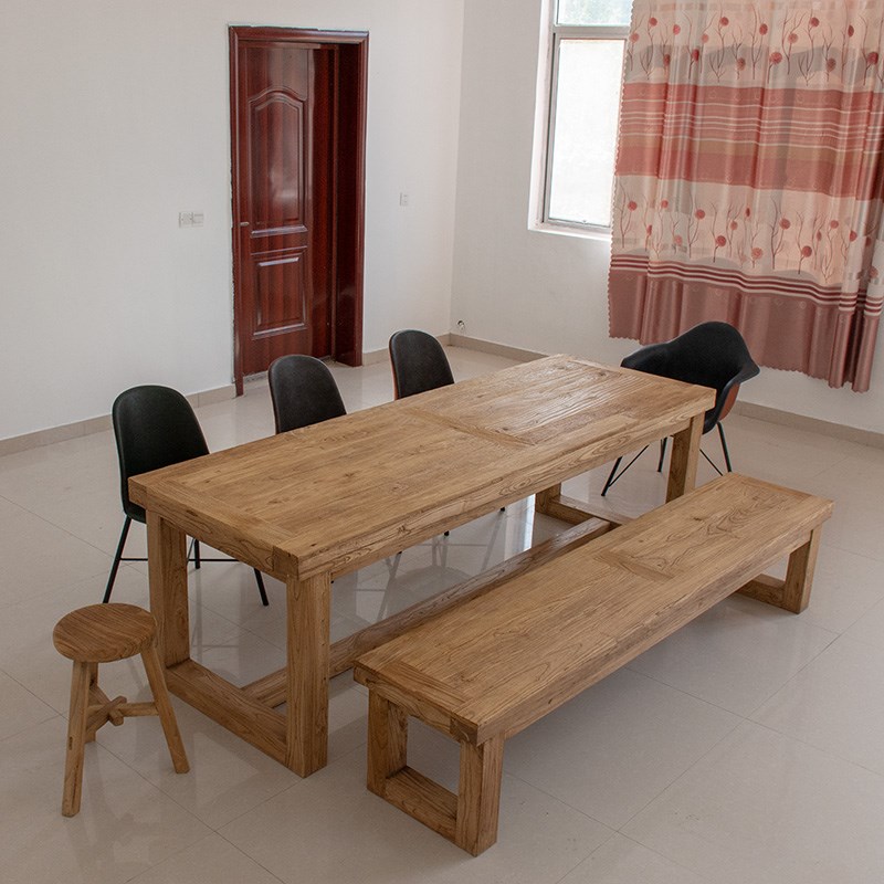 榆木桌子老门板餐桌实木书桌办公桌茶桌咖啡桌实木可组装