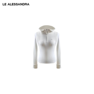 品牌直營 ALESSANDRA 春夏立裁收腰修身 分割連帽拉鏈運動衛(wèi)衣