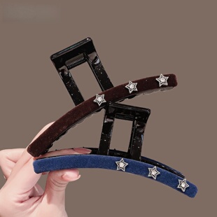 2025新款高颜值五角星抓夹大号早秋后脑勺盘发夹鲨鱼夹百搭发饰女