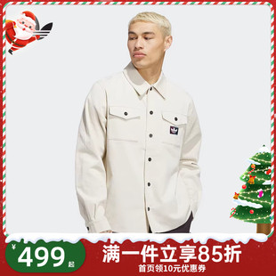 衬衫 开襟男灯芯绒运动长袖 JX5443 新款 Adidas阿迪达斯三叶草冬季