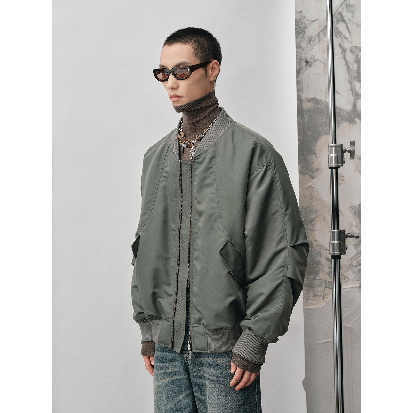 【nans】3m新雪丽thinsulate高效暖绒弧形分割开袋夹棉飞行员夹克