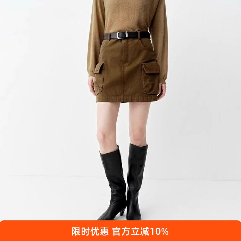秋季休闲时尚百搭高腰工装半身裙