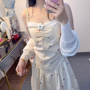 2025新款 海边度假彩色印花碎花裙吊带连衣裙子潮 连衣裙套装 女夏季