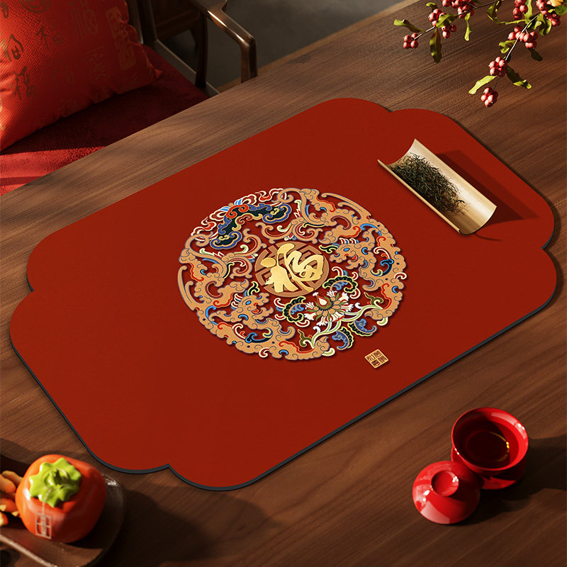 红色中式茶垫吸水茶席茶台专用吸水垫茶桌垫高级感喜庆沥水垫桌布,居家布艺,茶席,淘宝优惠券,粉丝福利购,淘宝优惠卷