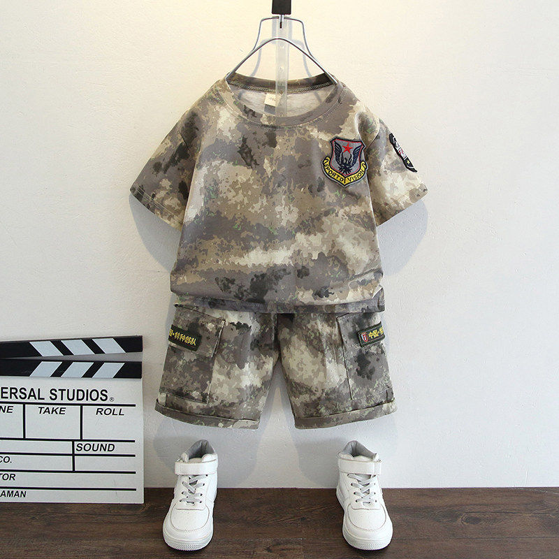 全棉纯棉男童夏装儿童迷彩服套装特种兵短袖演出服小孩夏令营军训