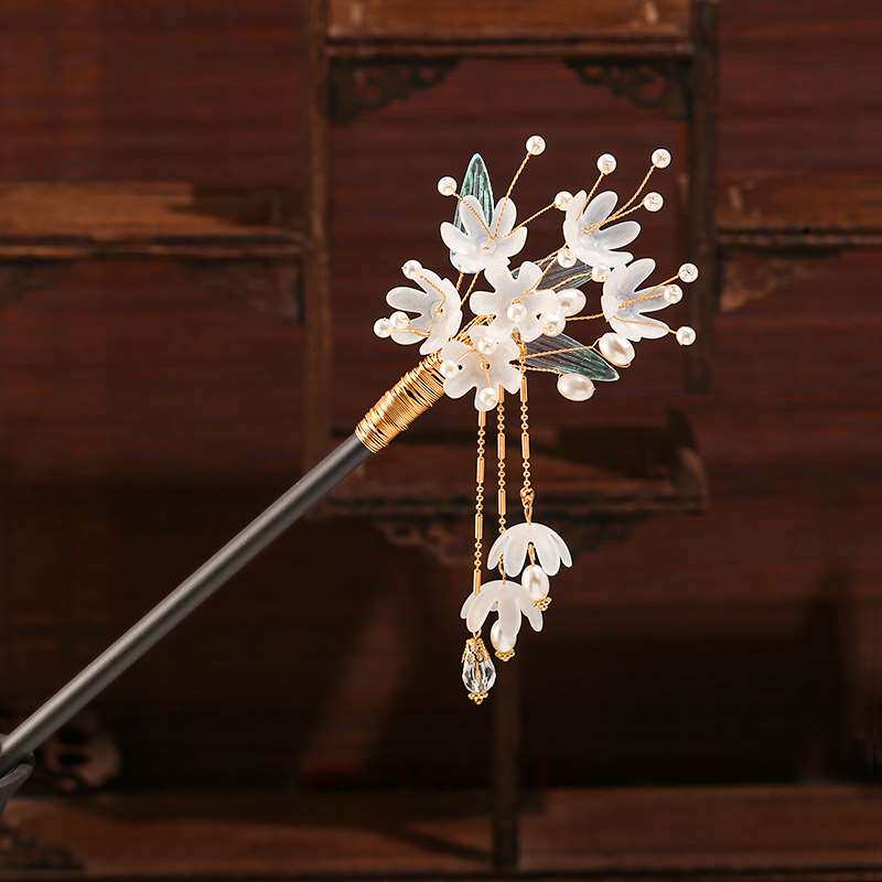 古风手工铃兰木发簪汉服头饰盘发旗袍簪子复古流苏步摇古装发