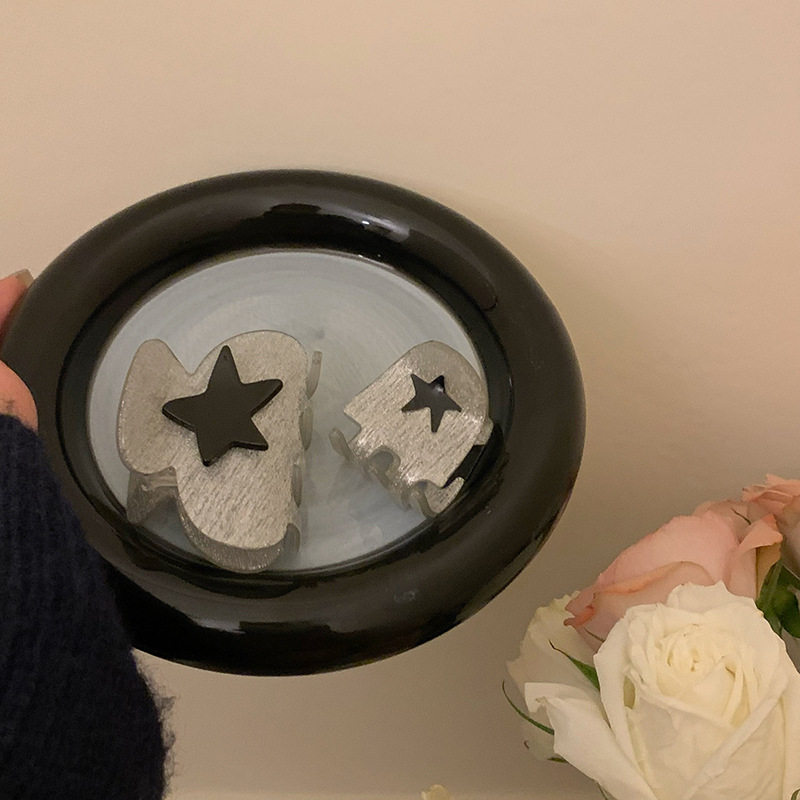 Y2K辣妹 五角星高马尾发夹女后脑勺抓夹小号鲨鱼夹子发抓头饰发饰