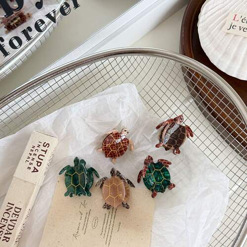 新款海洋系列海龟醋酸抓夹发尾夹小众高级感动物发饰发夹鲨鱼夹女