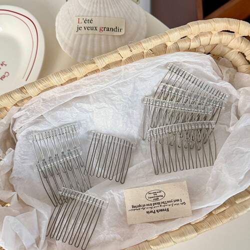 韩版发饰新娘刘海梳DIY配件简约头饰品7齿发不锈钢发梳10齿插梳新