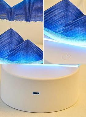 创意立体流沙画摆件电视柜家居装饰品客厅卧室床头小夜灯乔迁送礼