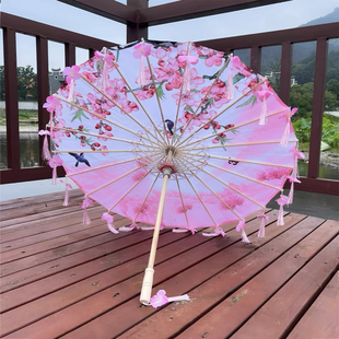 古风汉服流苏花瓣油纸伞演出走秀舞演出油纸伞纯手工制作