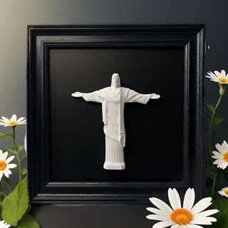 巴西地标里约热内卢经典浮雕装饰立体画现代简约书架相框摆件礼物