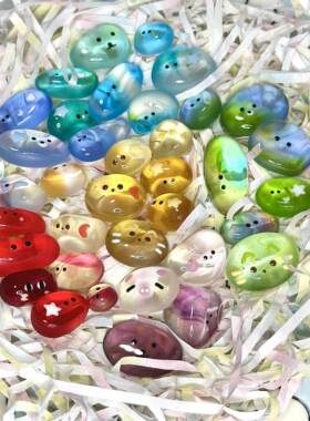 宠物小石头夜光树脂小配件可爱萌粒diy饰品配件手工玩具石头小宠