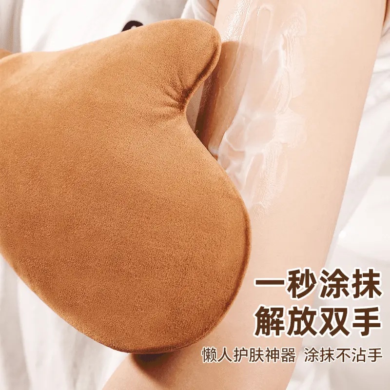 擦身体乳手套懒人抹素颜霜神器涂摸防晒工具植绒美白按摩快速涂抹