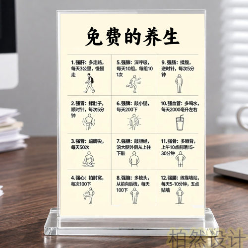 免费养生方法健康科普桌面立牌摆件书房创意装饰送朋友生日礼物
