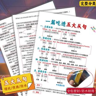 英语一篇吃透五大从句专项语法初高中学习卡片汇总训练潜能开发卡