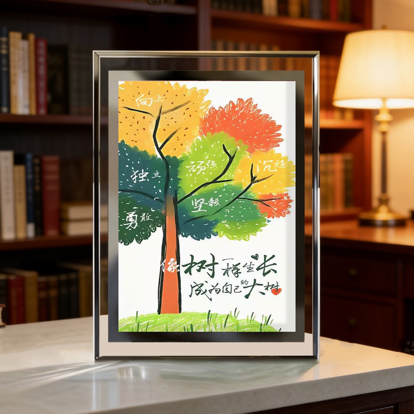 像树一样生长水晶玻璃相框摆件成为自己的激励孩子摆台放学习桌