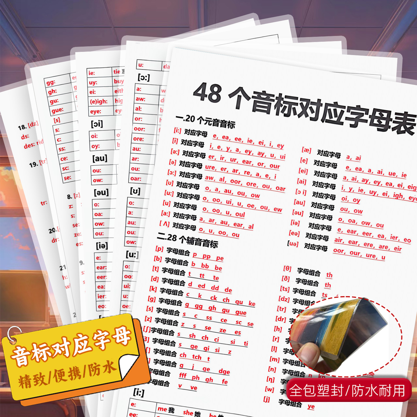 48个国际音标卡片英语教具
