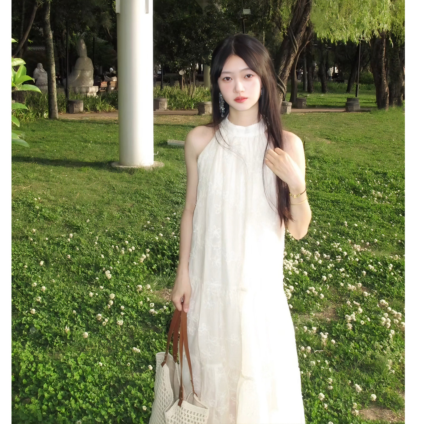 温柔白月光蝴蝶结挂颈洋