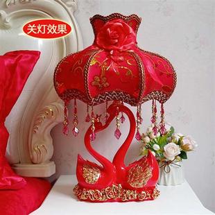 结婚用的台灯婚房床头灯红新娘陪嫁灯长明长命灯一对轻奢卧室摆件