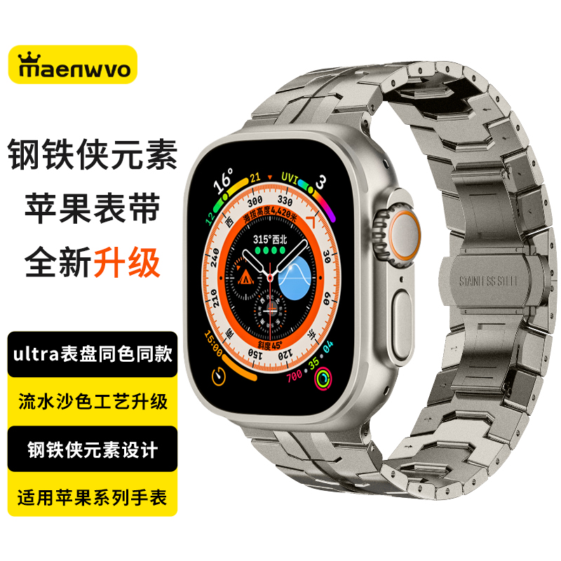 maenwvo钢铁侠元素表带适用iwatch表带苹果表带ultra同色高