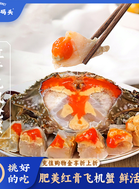 三关六码头宁波特产红膏飞机呛蟹整只生腌咸螃蟹梭子蟹即食海鲜