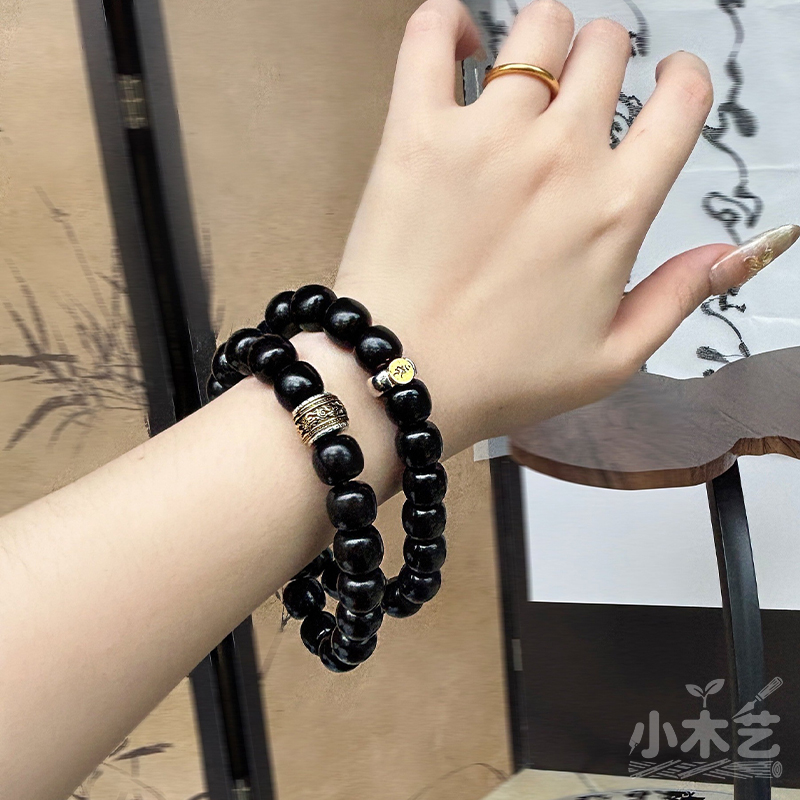 溏心老料墨玉菩提根手串十二生肖