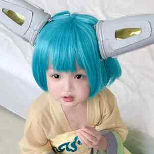 儿童假发蔡文姬澜cos波波头刺客蓬松女孩可爱内扣表演拍照全头套