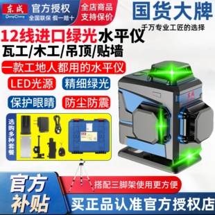 东成激光水平仪自动调平细线绿光贴墙仪12线16线小型电子工具