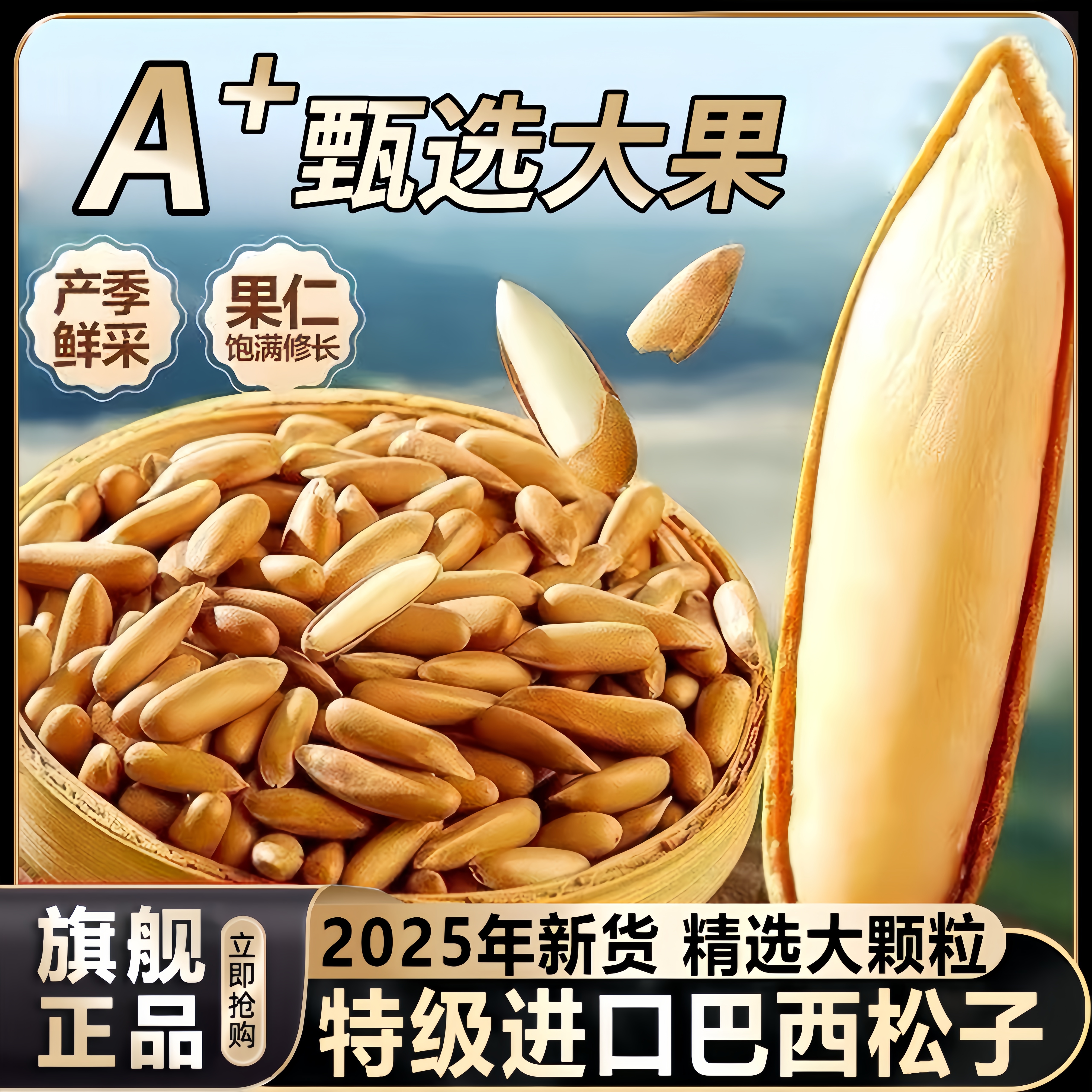 正宗特级巴西松子头茬新货大颗粒官方旗舰店正品500g孕妇零食松子