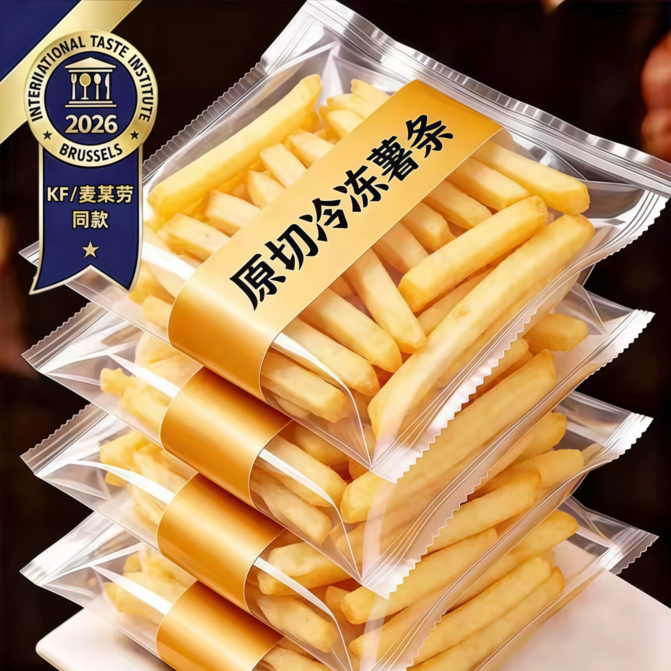 儿童定制薯条半成品冷冻肯德基空气炸锅裹粉细粗薯番茄酱独立小包