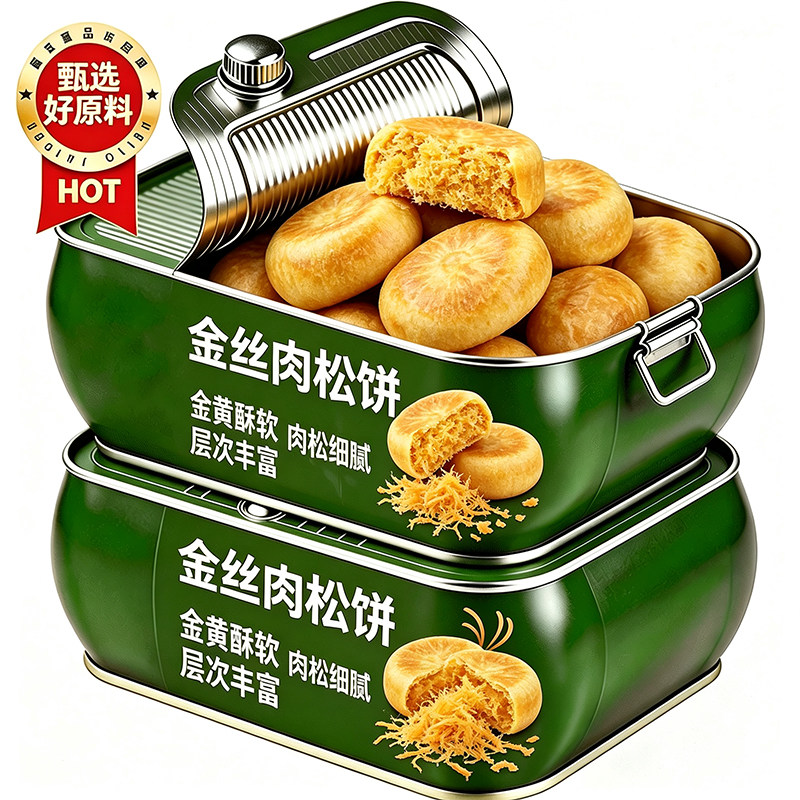 新鲜手工肉松饼官方旗舰店正品2026新货无添加金丝肉松饼营养早餐