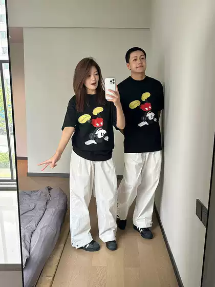 Cartoon Mickey Short-Sleeved Unisex Summer Loose Round-Neck Pure Cotton Couple T-Shirt Casual Versatile American Fashion Brand