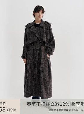 PLANITES 24AW vol.6 混色格纹粗花呢英伦风衣大衣