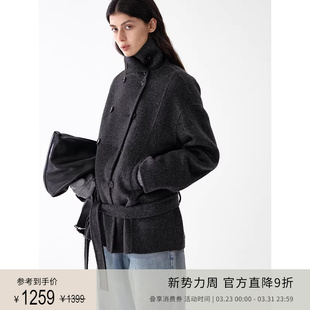 系带短款 高品质羊毛桑蚕丝混纺 双面呢大衣外套 vol.10 PLANITES