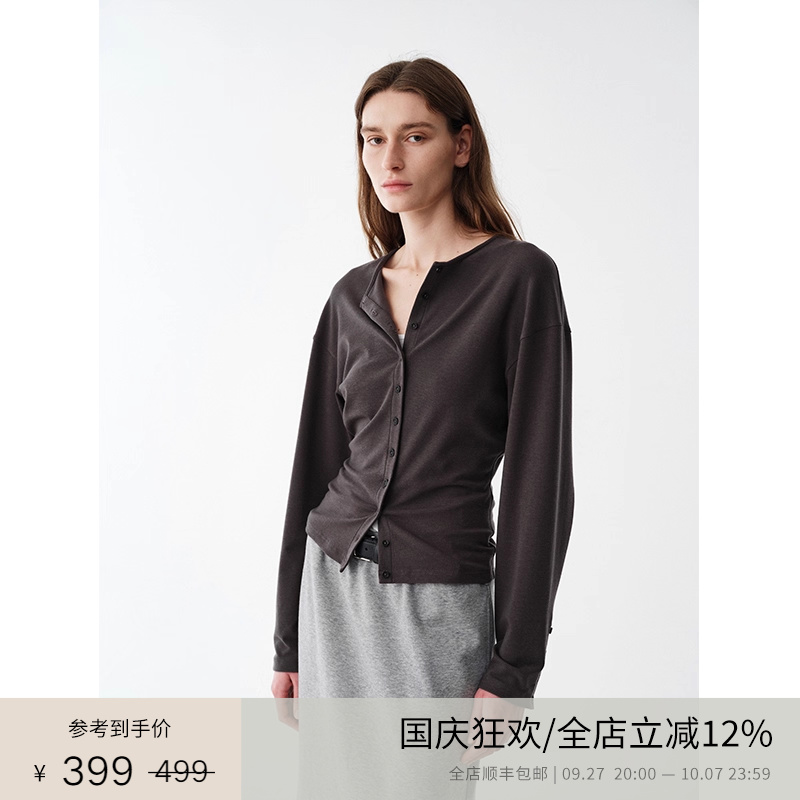 PLANITES羊毛收腰纽扣开衫