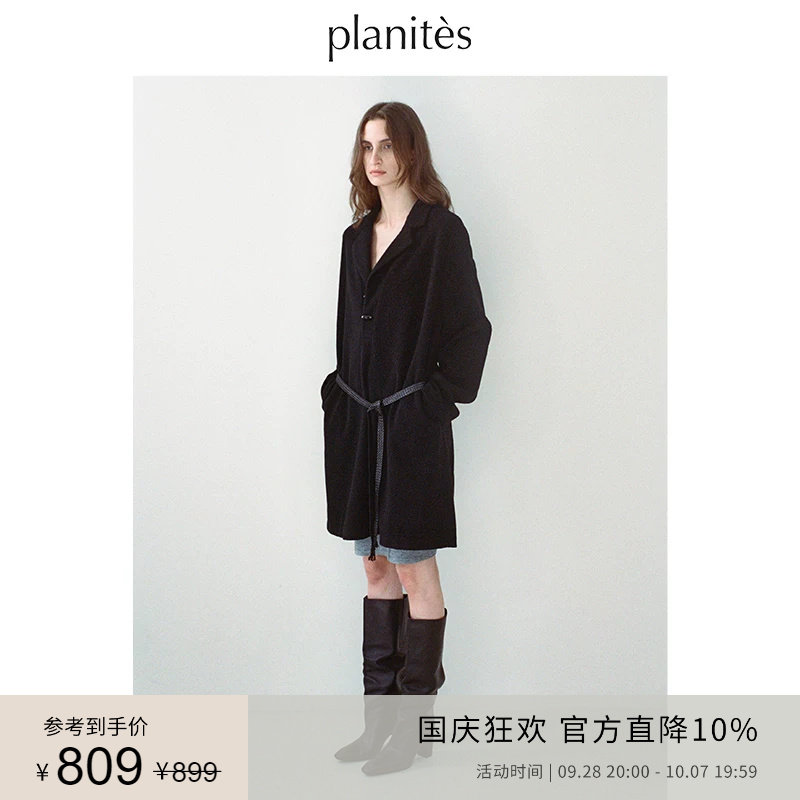 PLANITES织带毛呢连衣裙图片