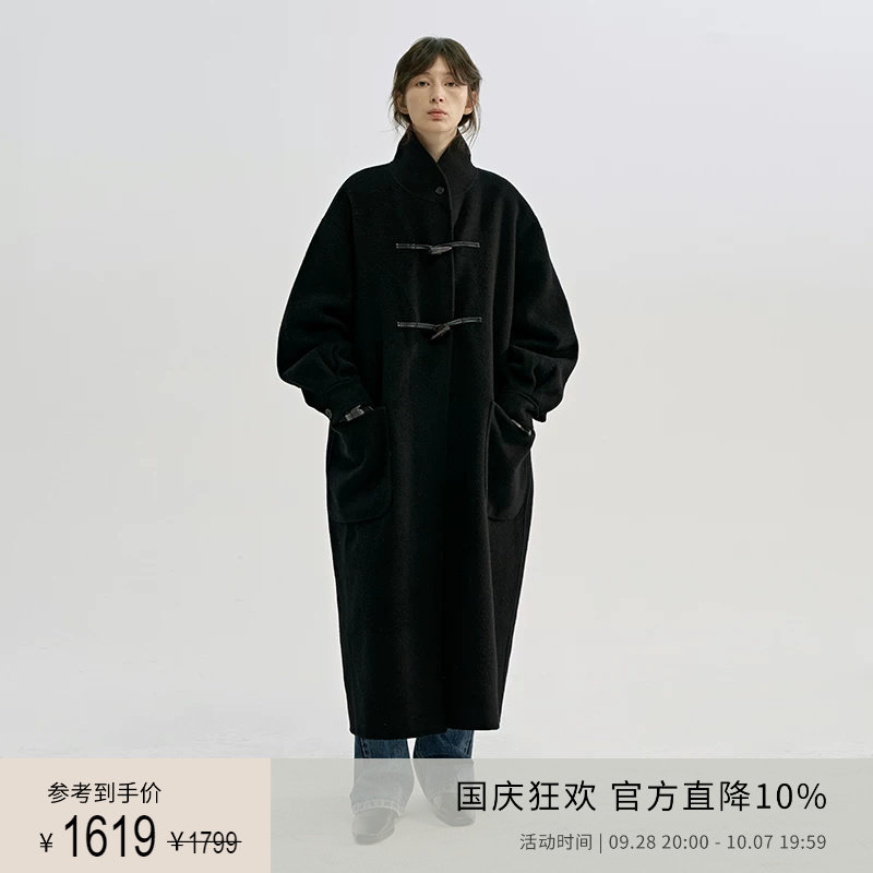 PLANITES100%绵羊毛牛角扣呢大衣图片