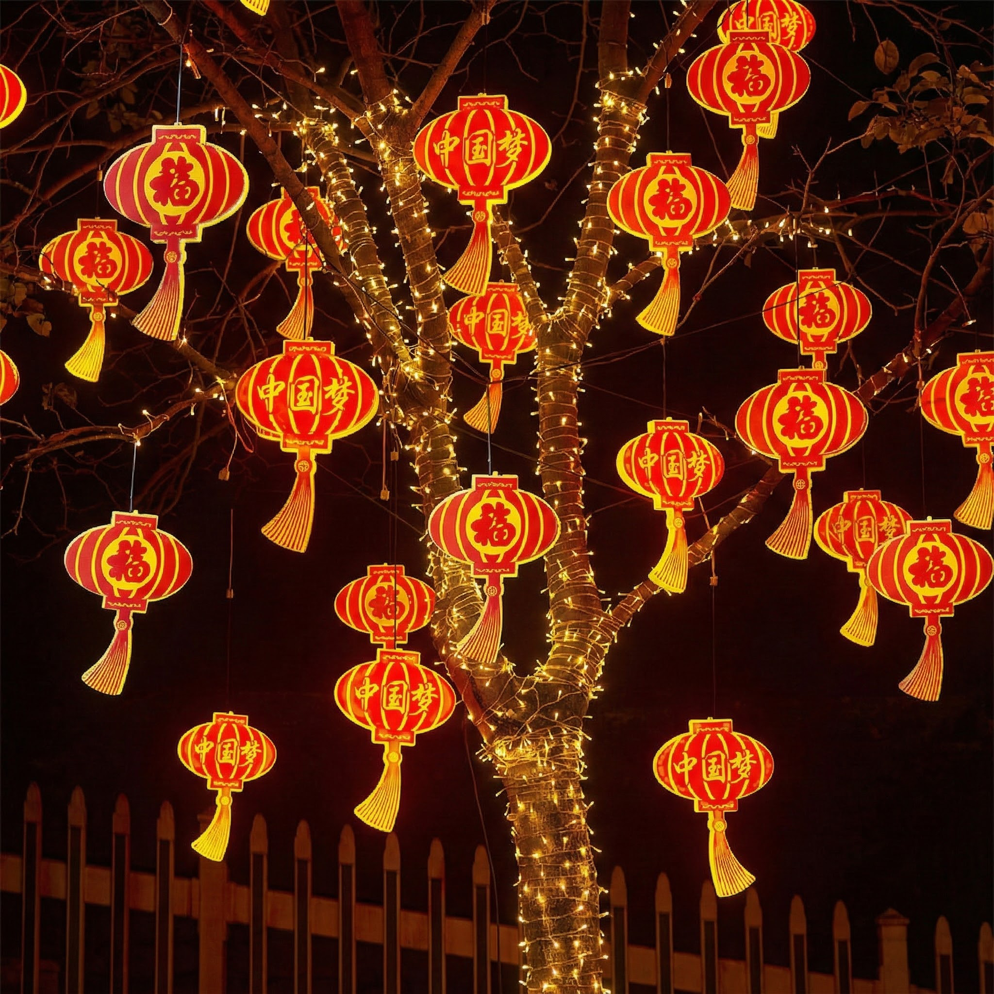 LED中国风福字灯笼挂灯春节