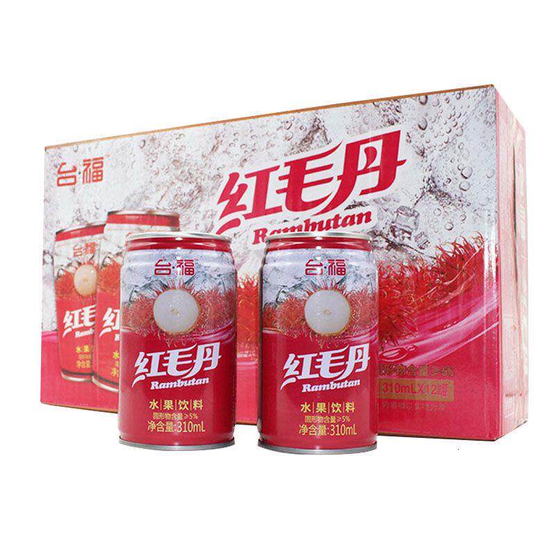 水果饮料3/6罐台福红毛丹果汁解渴夏季网红高颜值易拉罐新鲜日期