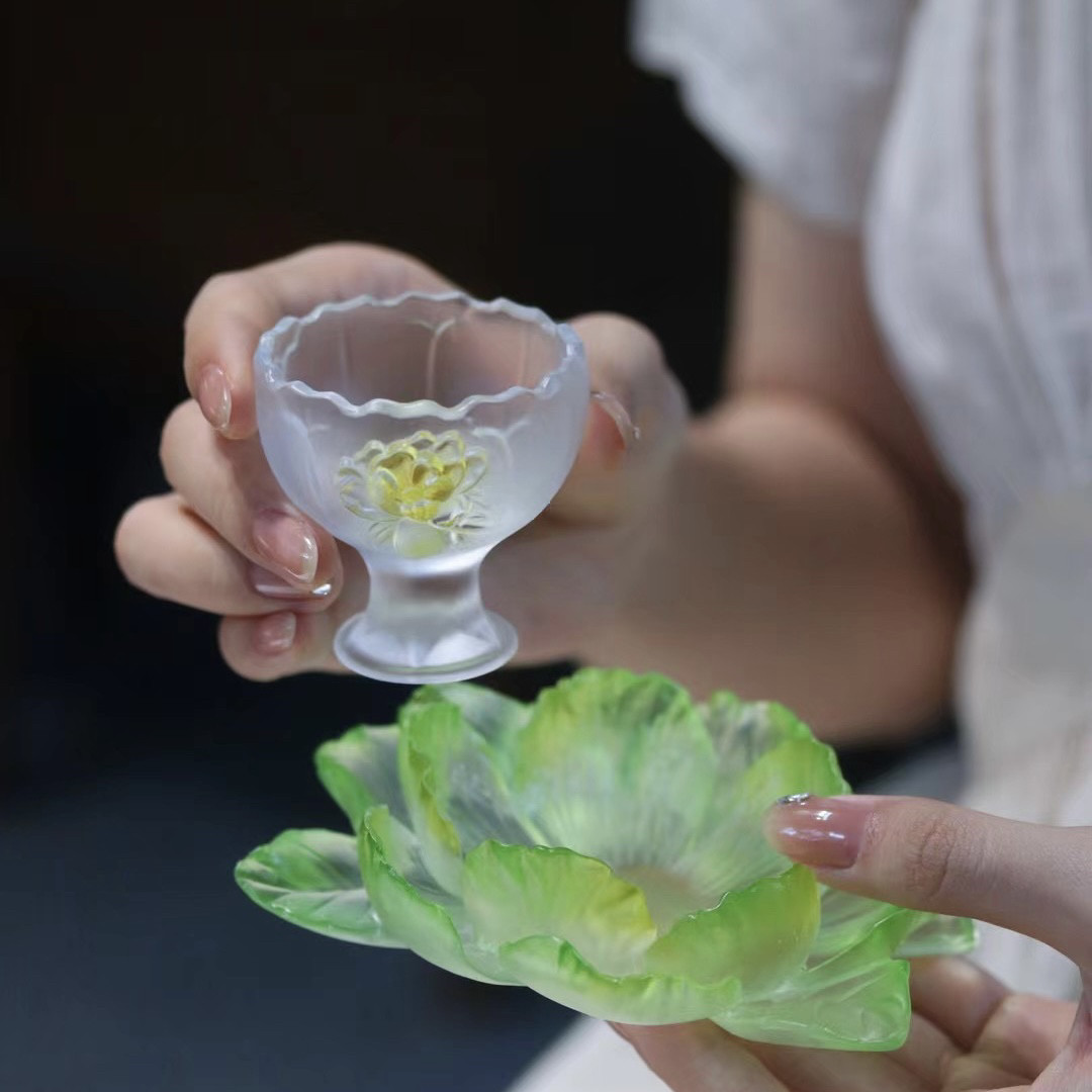 心缘堂十二花神杯托琉璃花神杯垫茶托功夫茶具配件隔热防烫小清新图片