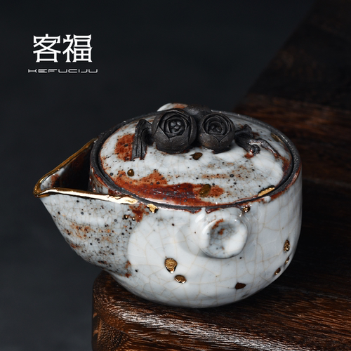 客福柴烧宝瓶茶壶高越纯手工粗陶手抓壶志野烧盖碗功夫茶具泡茶