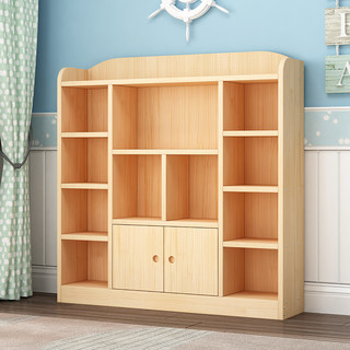 全实木儿童书架置物架落地松木书柜家用客厅原木收纳柜松木储物柜