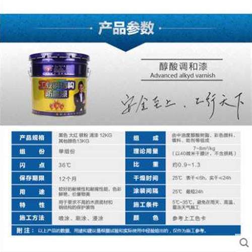上工醇酸调和漆金属漆防锈漆铁门栏杆防腐漆黑红白黄中灰铁红油漆