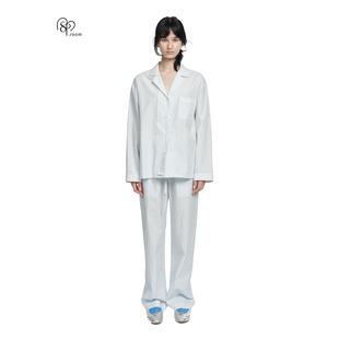 女款 睡衣套装 2025新款 可外穿式 家居服 8PM 长裤 高级感蓝白条纹长袖