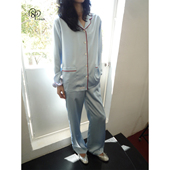 凉感型 法式 高级感撞色睡衣套装 8PM 女垂感长袖 家居服可外穿