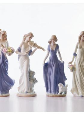 欧美美精美人物饰品陶瓷工艺品简约家居客厅陈设卧室装饰品