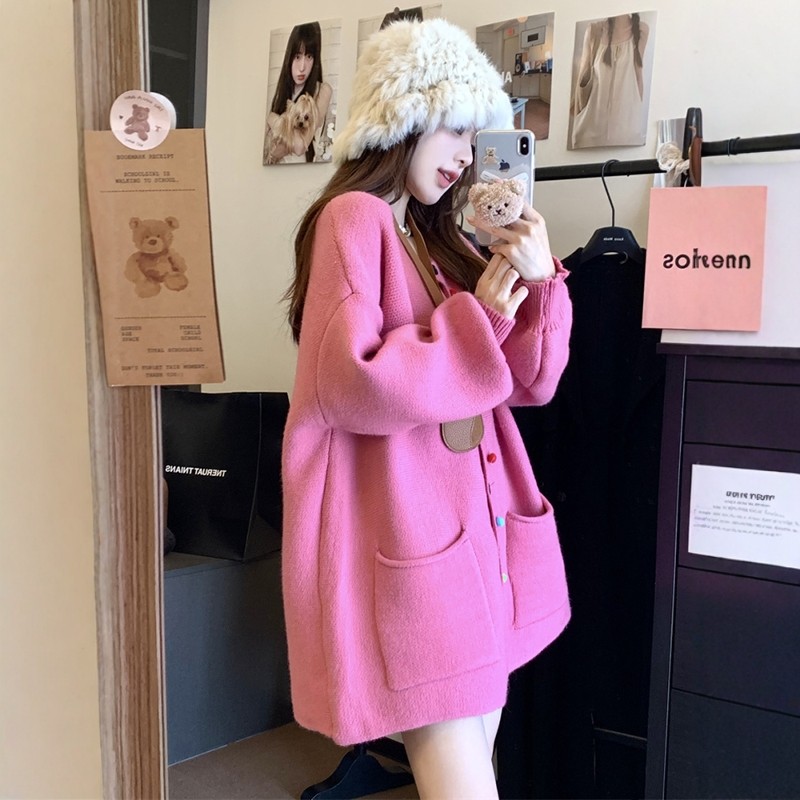 软糯甜美毛衣外套女秋冬宽松