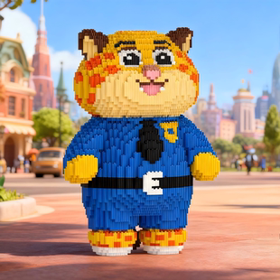 超大豹子警官积木疯狂拼装动物城玩具高难度男女孩拼图巨大型礼物